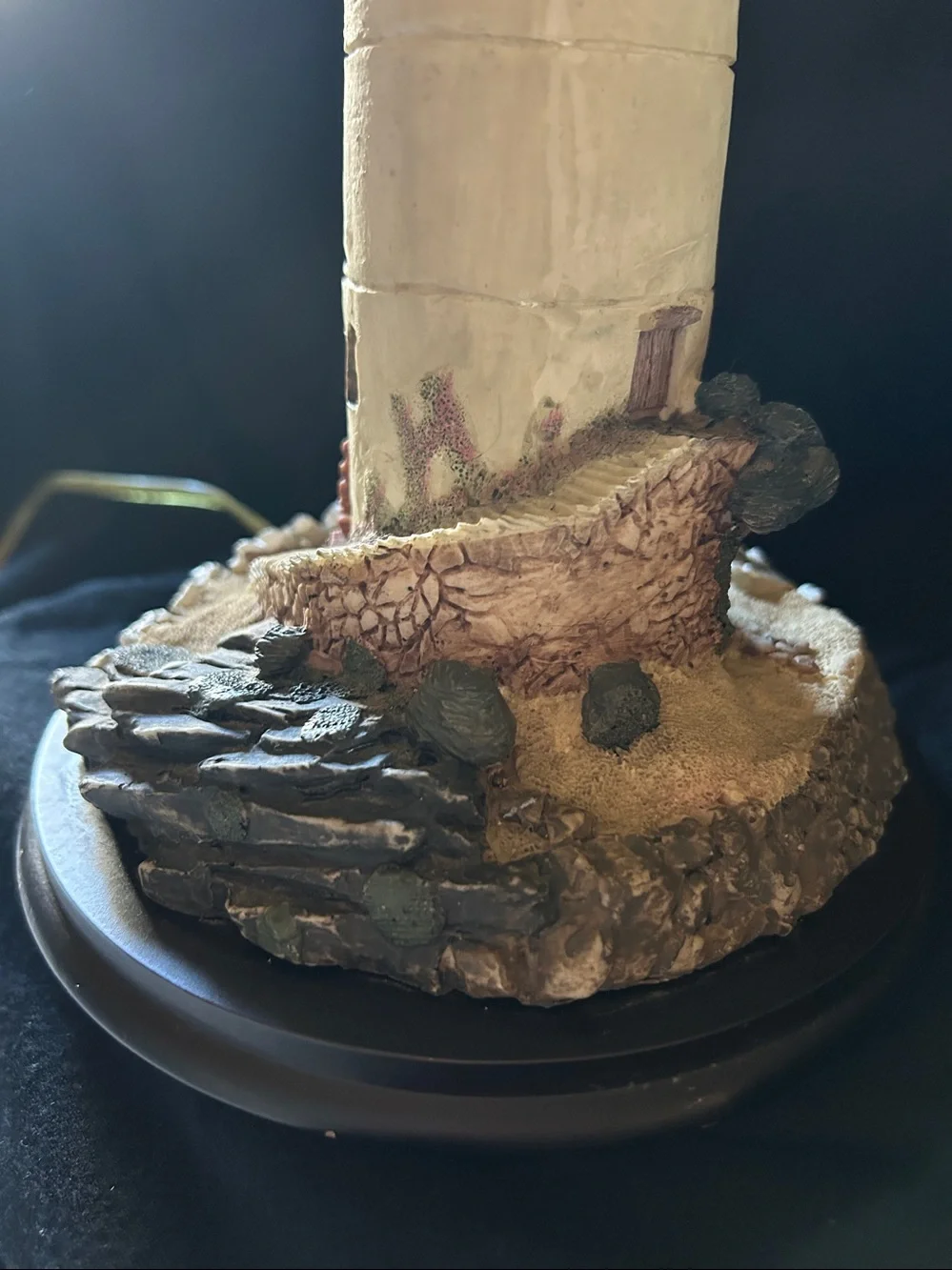 Ceramic Lighthouse Night Light in Warm Beige & Black